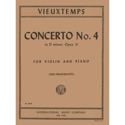 Vieuxtemps Concerto No. 4 In d minor Op. 31. For Violin and Piano. by Francescatti - International