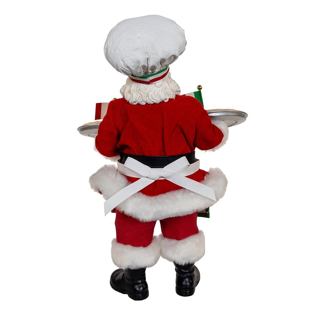 Kurt Adler 11-inch Fabriché™ Chef Santa Holding Two Trays of Pizza