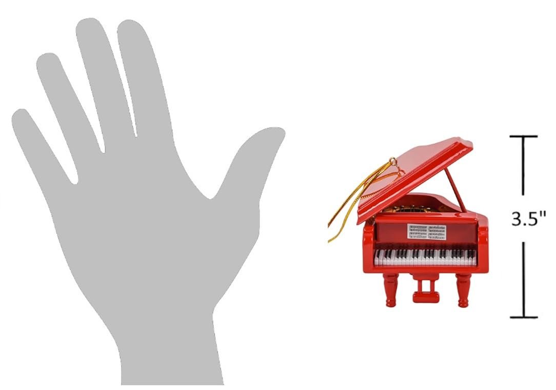 Broadway Gifts Co Cherry Red Grand Piano 3.5 inch Wood Hanging Ornament