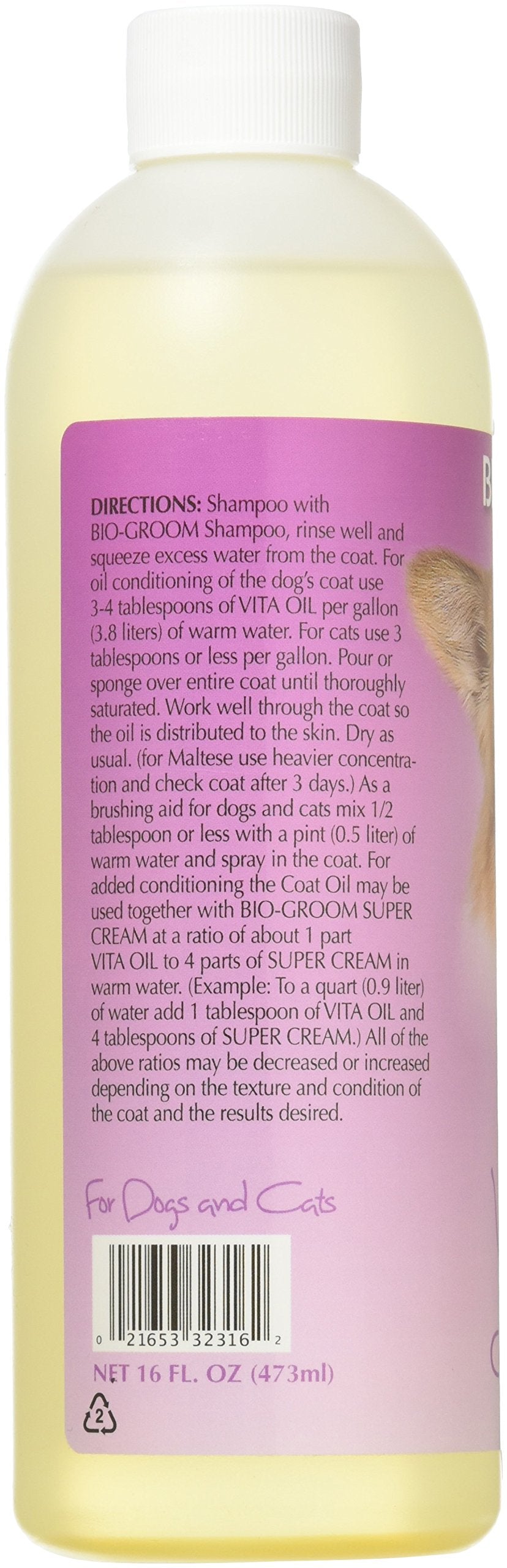 Bio-groom Vita Oil Dog Conditioner – Tearless, Vitamin E, Non-Sticky, Dog Polish, Cat & Dog Grooming Supplies, Cruelty-Free, Made in USA, Tear-Free Dog Products – 16 fl oz 1-Pack