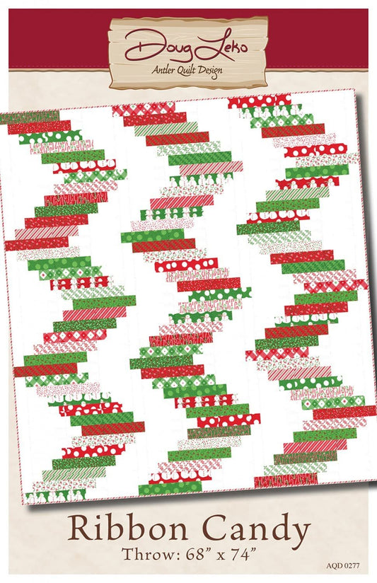 Ribbon Candy Quilt Pattern, Finished Size 68" by 74" (Throw), Jelly Roll 2.5" Strip Friendly, by Doug Leko for Antler Quilt Designs