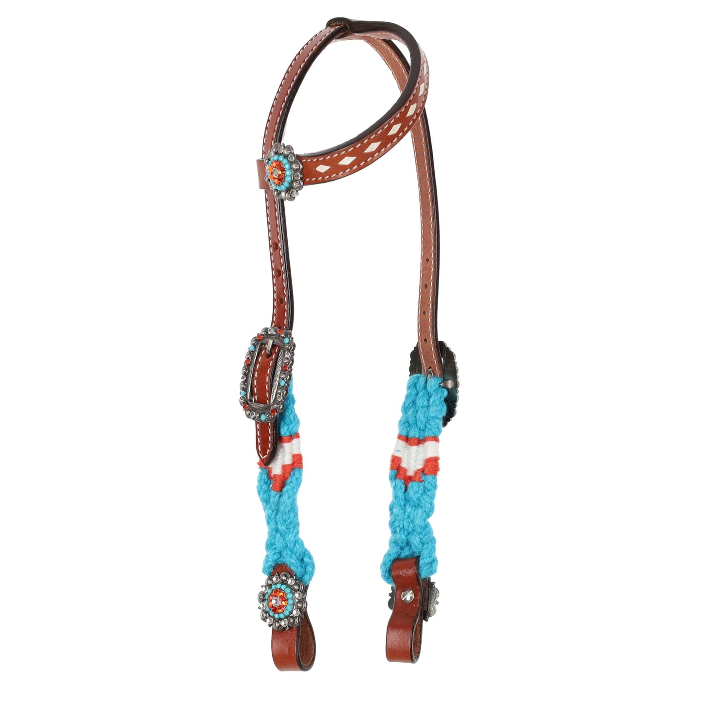 Showman Citrus Sea Mohair Single Ear Headstall & Breast Collar Set - Pony Size