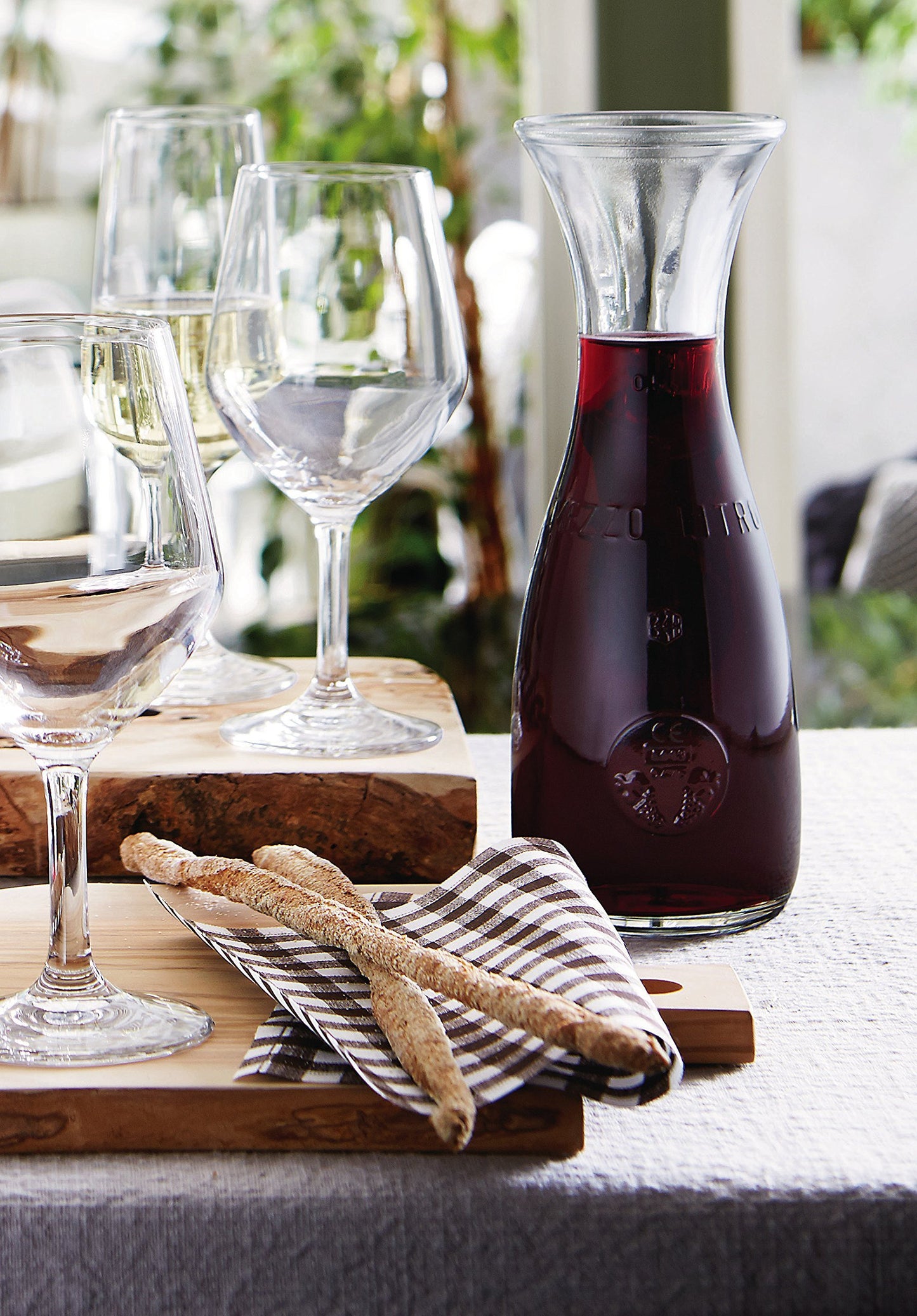 Bormioli Rocco Misura PZ Wine Carafe. Wide Mouth Clear Glass Pitcher For Water, Juice, Milk, Coffee, Iced Tea Elegant Bistro Style Decanter With Authenticity Stamp Made In Italy