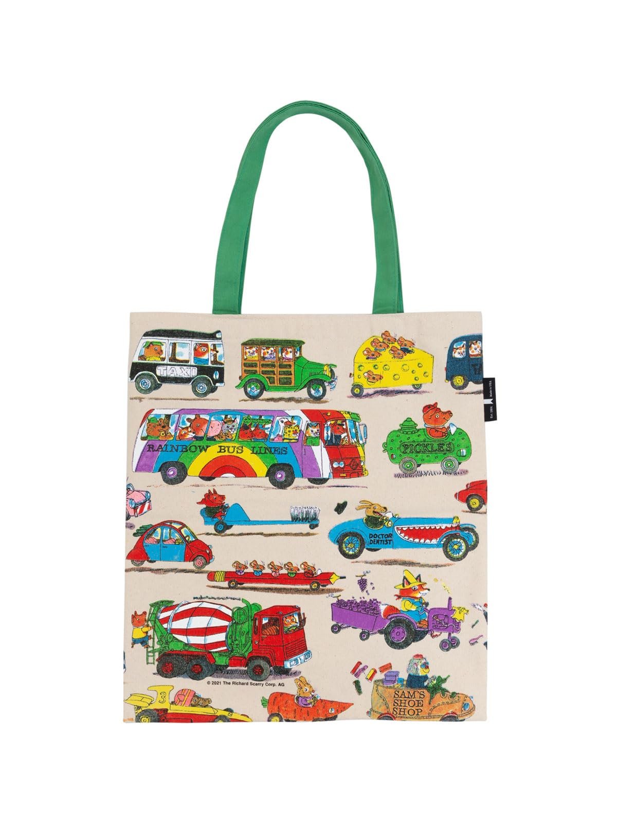Out of Print Cars and Trucks and Things That Go Tote Bag with Inner Pocket - Richard Scarry Gift for Book Lovers