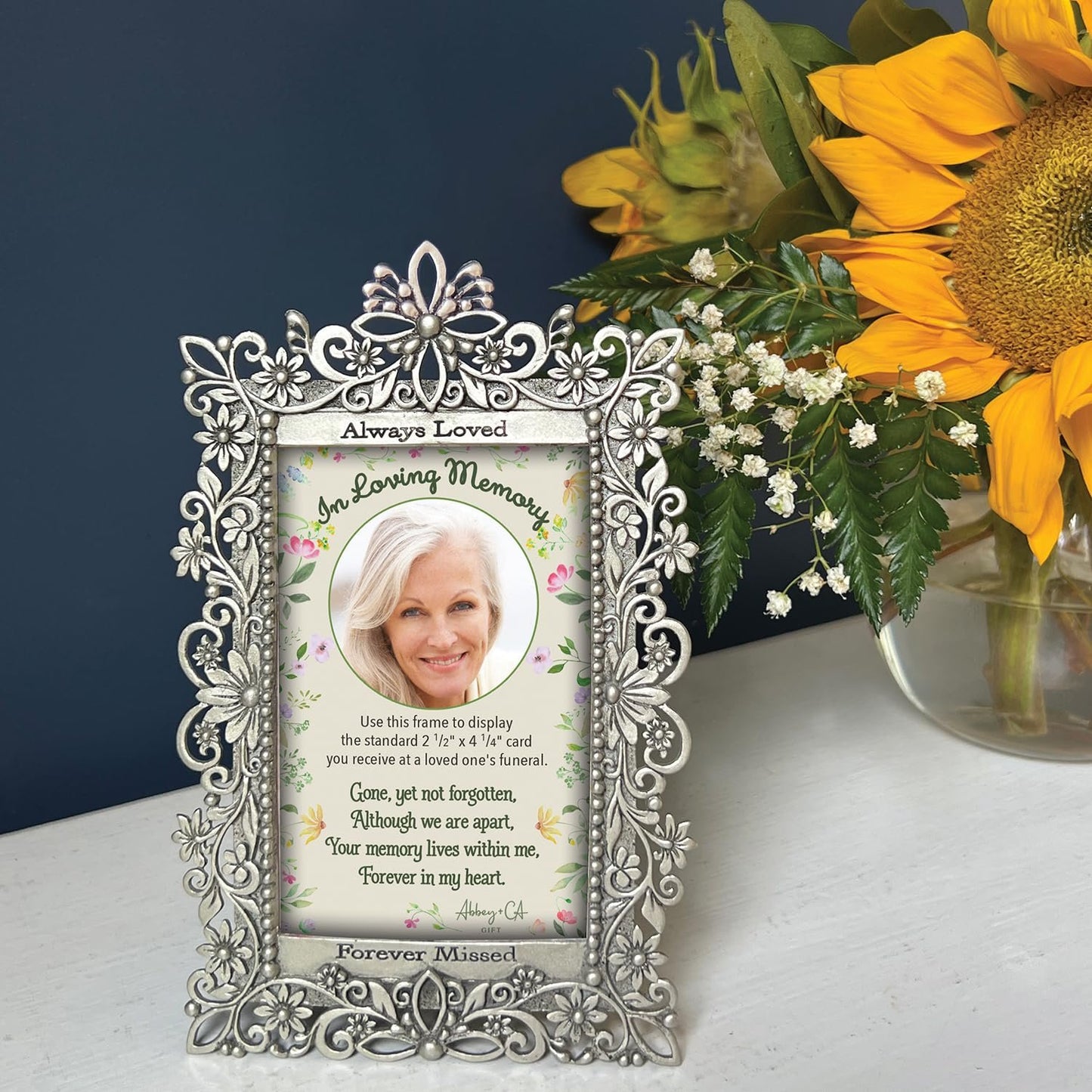 Abbey + CA Gift Funeral Card Frame, Memorial Photo Frame for Loss of Loved One, Holds 2 1/5 by 4 1/4 Inch Memorial Card