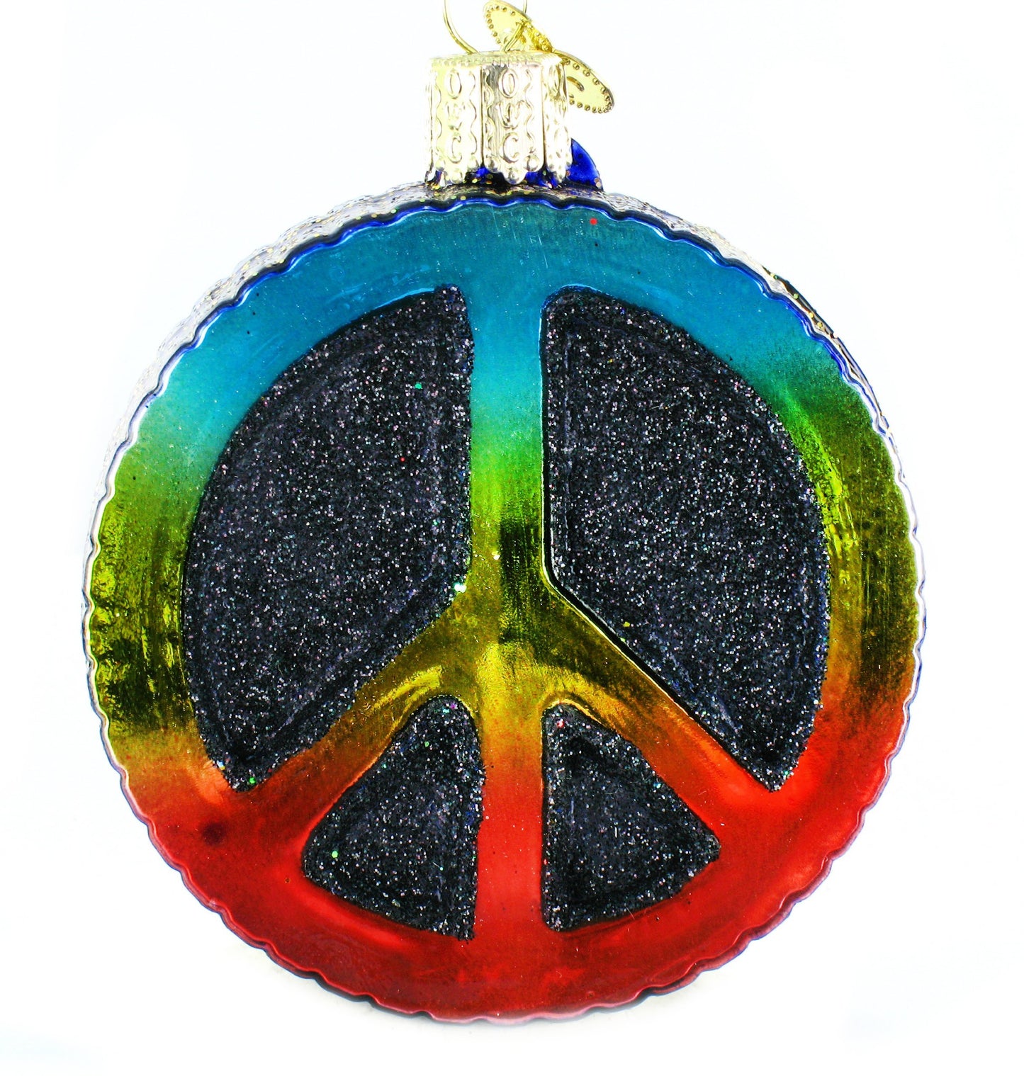 Old World Christmas Ornaments:Peace Sign Glass Blown Ornaments for Christmas Tree, Peace Sign