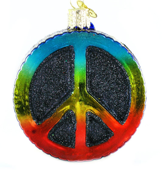 Old World Christmas Ornaments:Peace Sign Glass Blown Ornaments for Christmas Tree, Peace Sign