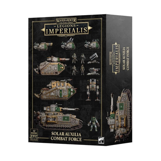 LEGIONS IMPERIALIS: Solar Auxilia Combat Force – 157 Multi-Part Epic Scale Miniatures, 67-Model Army Kit with Vehicle Transfer Sheets and Bases