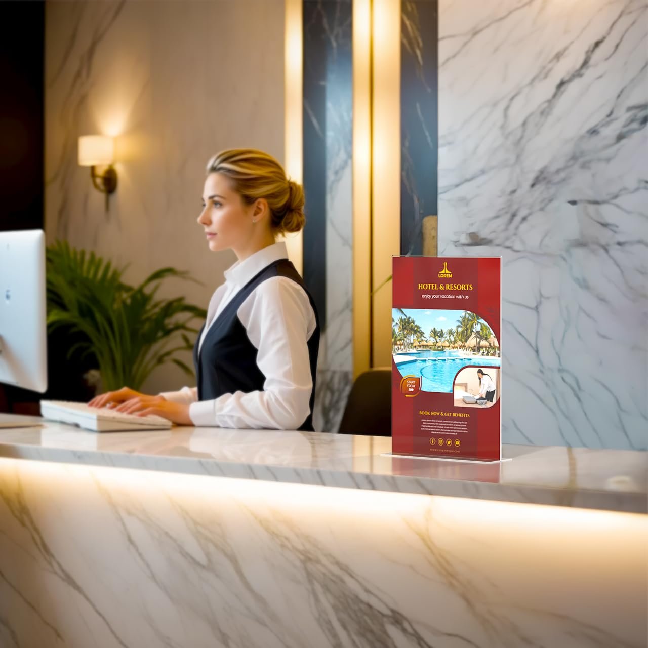 Marketing Holders Sign Holder Display for Literature Tabletop Menu Stand for Restaurants Nightclubs and Bars Acrylic