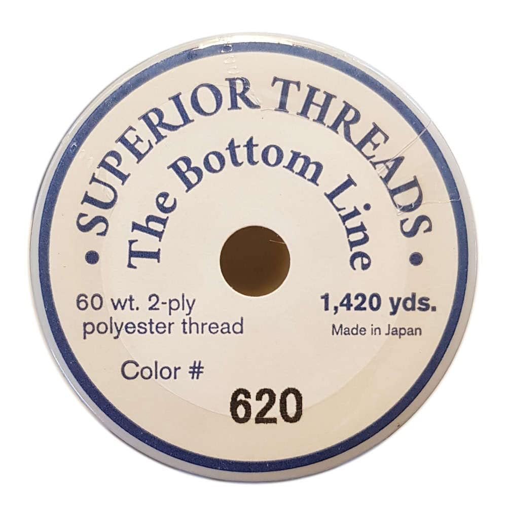 Superior Threads Bottom Line 2-Ply 60-Weight Polyester Embroidery Quilting Sewing Thread - 1,420 Yard Spool (#620 Cream)