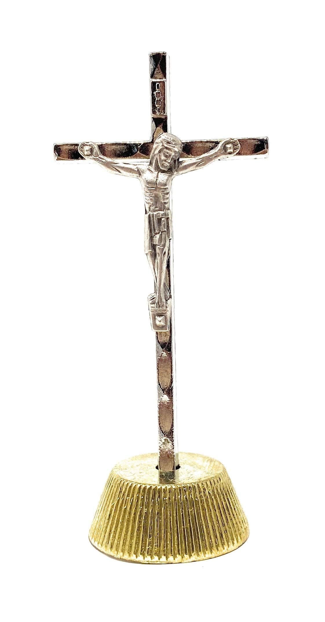H. J. Sherman Standing Metal Silver Crucifix for Automobile