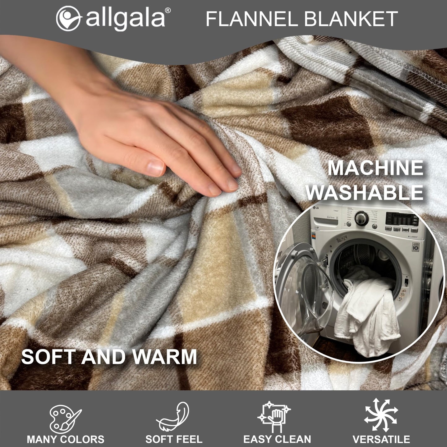 allgala Super Soft Flannel Plush Light Weight Throw Blanket