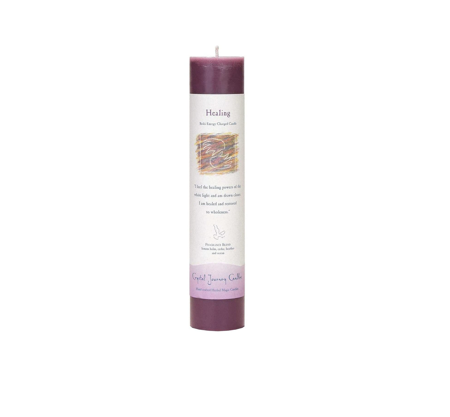Crystal Journey Reiki Charged Herbal Pillar Candle with Inspirational Labels - Bundle of 4 (Positive Energy, Good Health, Healing, Protection) Each 7"x1.5" Handcrafted with Lead-Free Materials