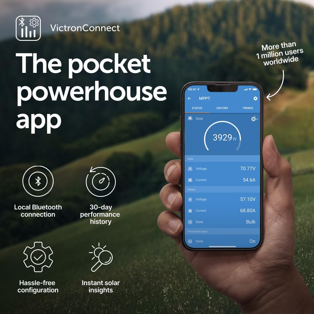 Victron Energy SmartSolar MPPT MC4 Compatible VE. Can Solar Charge Controller (Bluetooth) - Charge Controllers for Solar Panels - 12/24/36/48-Volt