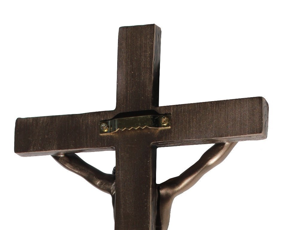 US 13 Inch Cold Cast Crucifix Religious Wall Plaque, Bronze Color