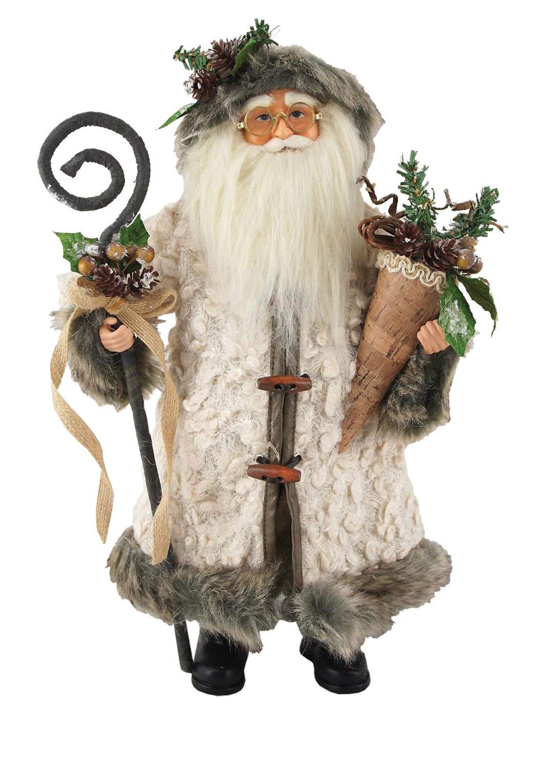 Santa's Workshop 15" Gathering Woodsman Santa, White
