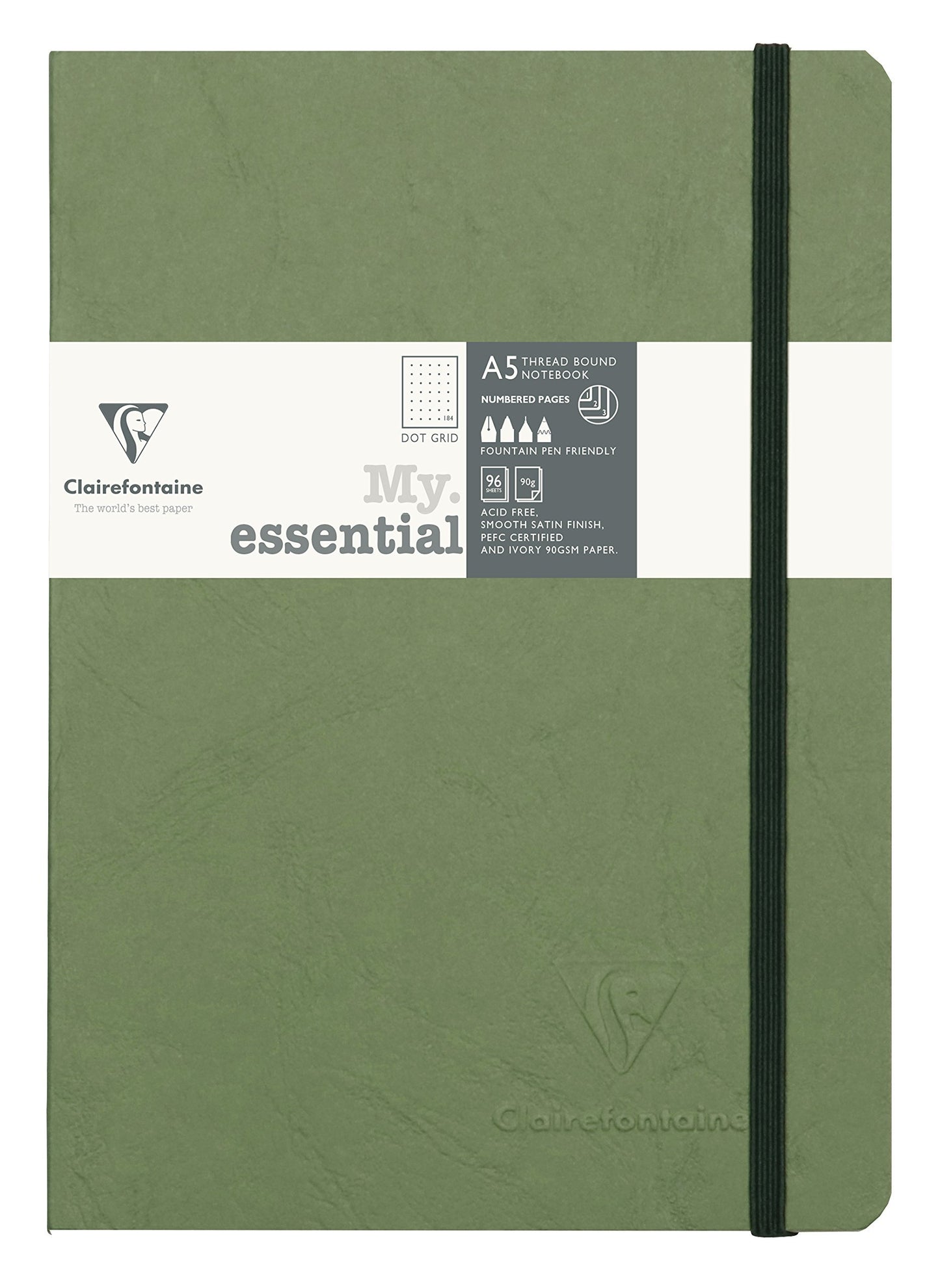 Clairefontaine - Ref 793433 - My Essential Notebook - Dot Grid - A5 - Moss Green