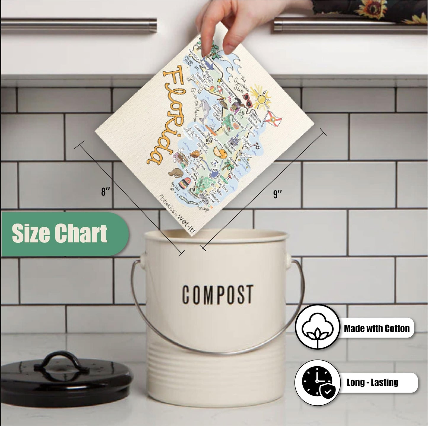 Wet-It! Swedish Dishcloth States – Reusable Paper Towels, Highly Absorbent & Biodegradable Dish Cloths, Non-Scratch, Durable, Machine Washable Cleaning Towels