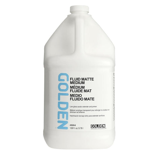 Fluid Matte Medium by GOLDEN, 128 fl. oz. Jug, Professional Acrylic Medium, Semi-Transparent