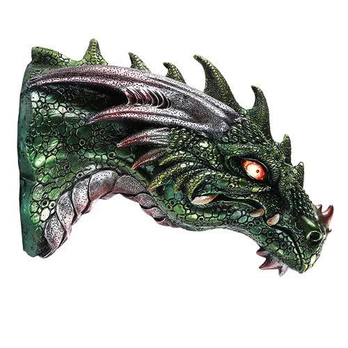 Pacific Giftware Medieval Times Green Dragon Wall Plaque with LED Illuminated Eyes Sculpture Plaque Home Decor