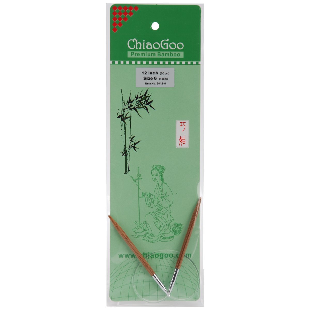 ChiaoGoo Bamboo Circular 12" Knitting Needles: Size 6