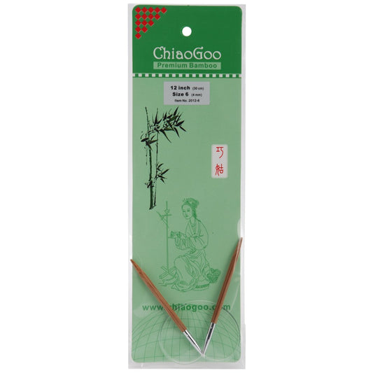 ChiaoGoo Bamboo Circular 12" Knitting Needles: Size 6