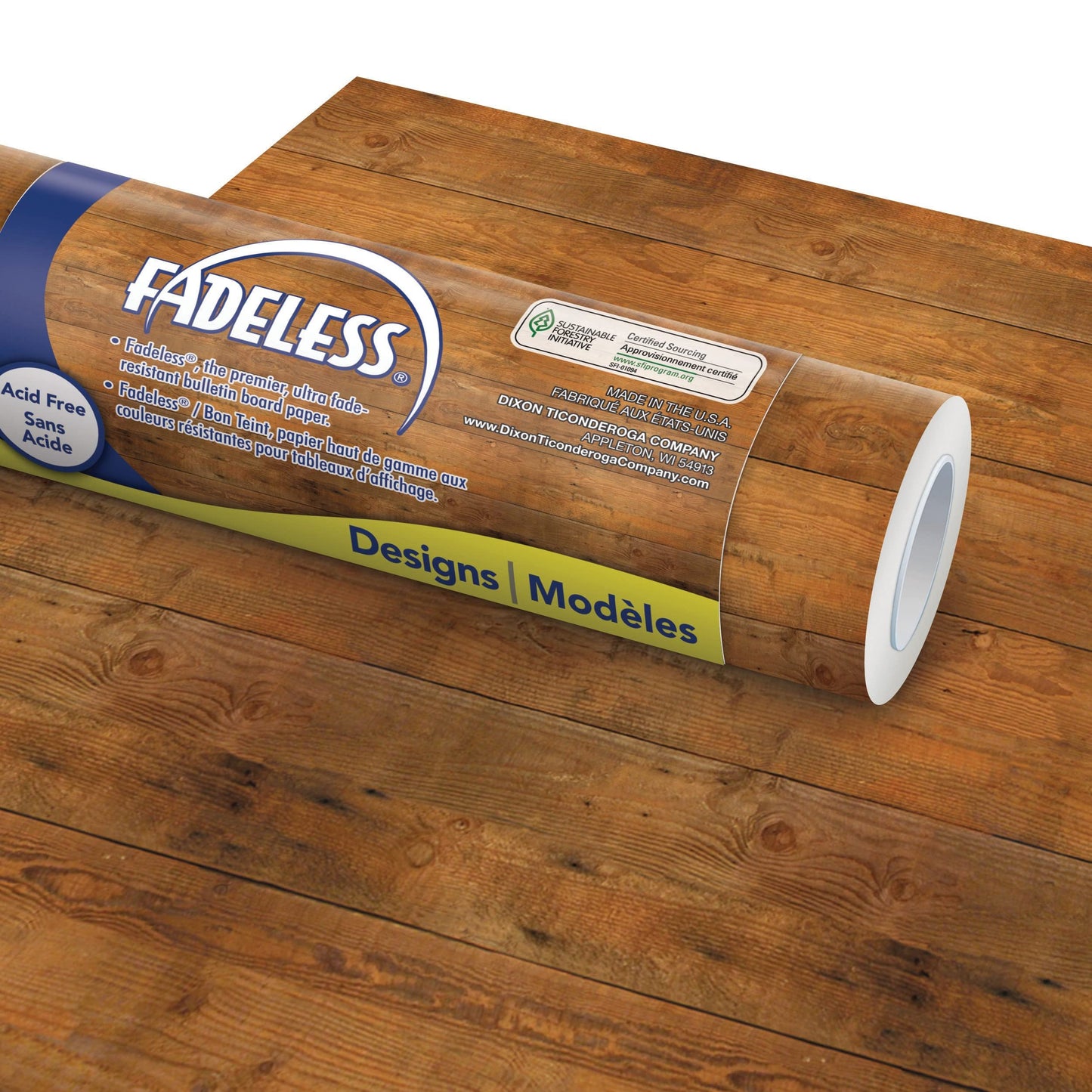 Fadeless Bulletin Board Paper, Fade-Resistant Paper for Classroom Decor, 47.25” x 12’, Shiplap, 1 Roll