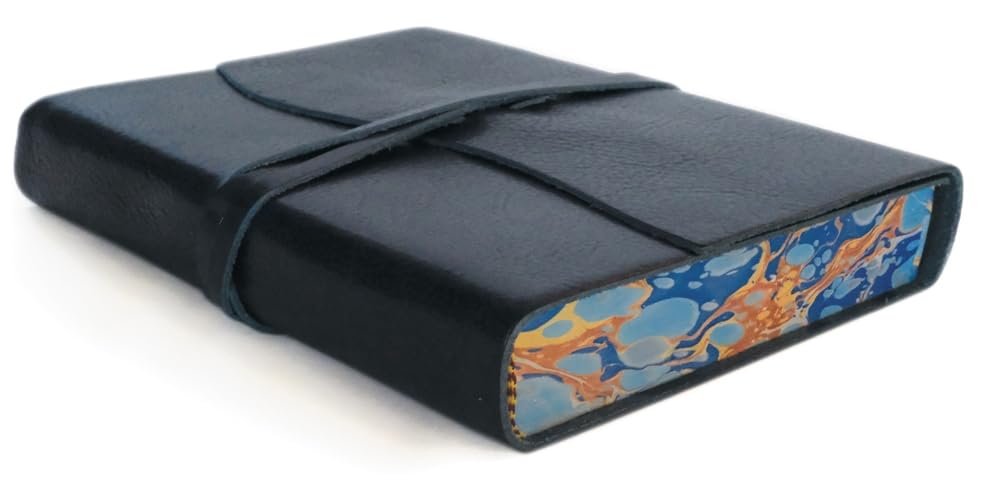 Cavallini Roma Lussa Leather Journal, 6x8 inch, Hand Made in Italy, Blue
