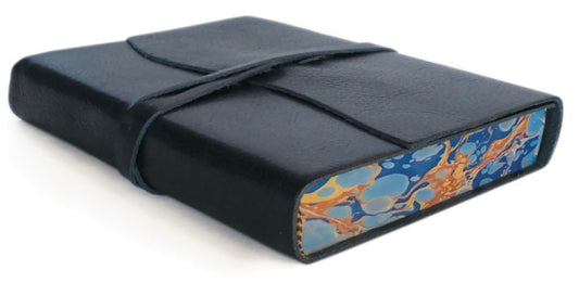Cavallini Roma Lussa Leather Journal, 6x8 inch, Hand Made in Italy, Blue