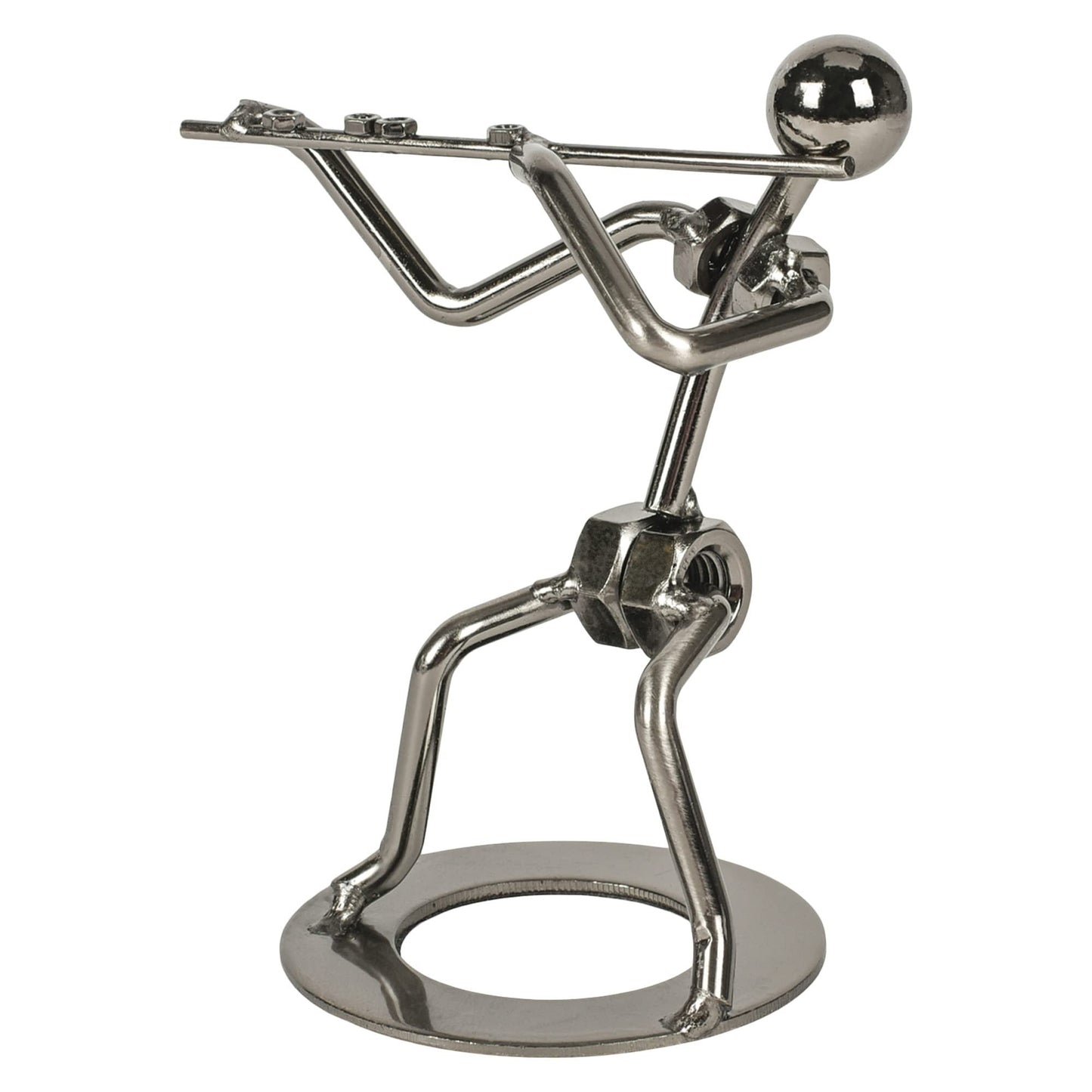 Broadway Gifts Co Silver Tone Polished Flutist 6 inch Metal Table Top Figurine