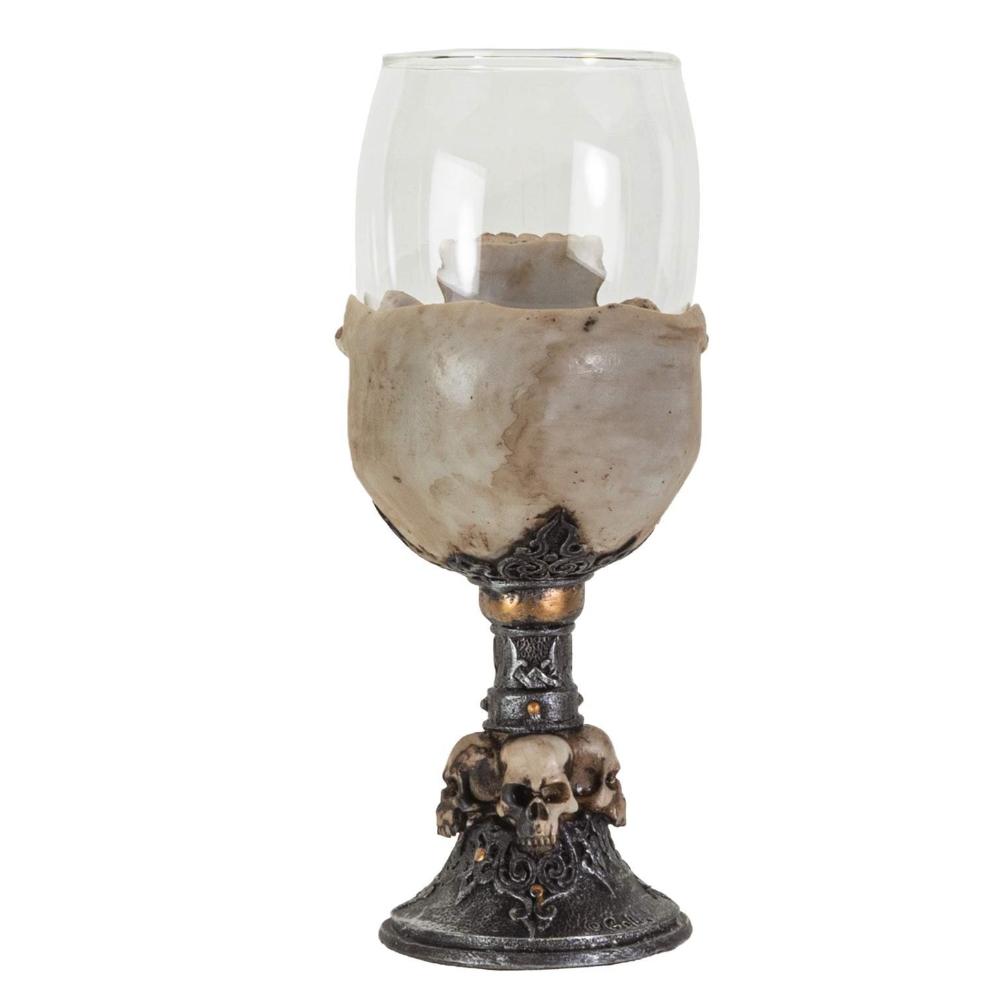 SUMMIT COLLECTION Underworld Upside Down Ossuary Skull Wine Goblet Glass Stemware Sacrificial Ceremonial Skull Wine Chalice Goblet 7 Fl Oz Drinkware