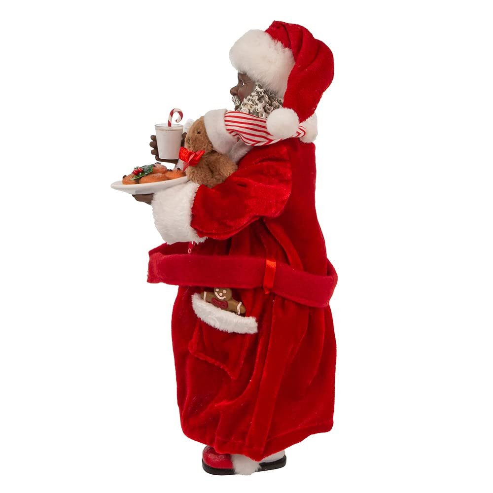 Kurt Adler 10.5-Inch Fabriché Black Santa in Pajamas and Robe