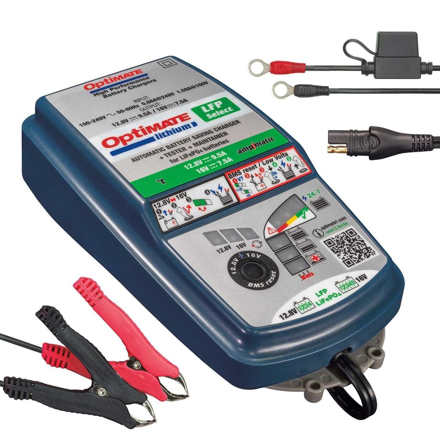 Tecmate OptiMATE TM-271 Lithium 4s 9.5A / 5s 7.5A, 10-step 12.8V / 16V Sealed Battery Saving Charger and Maintainer