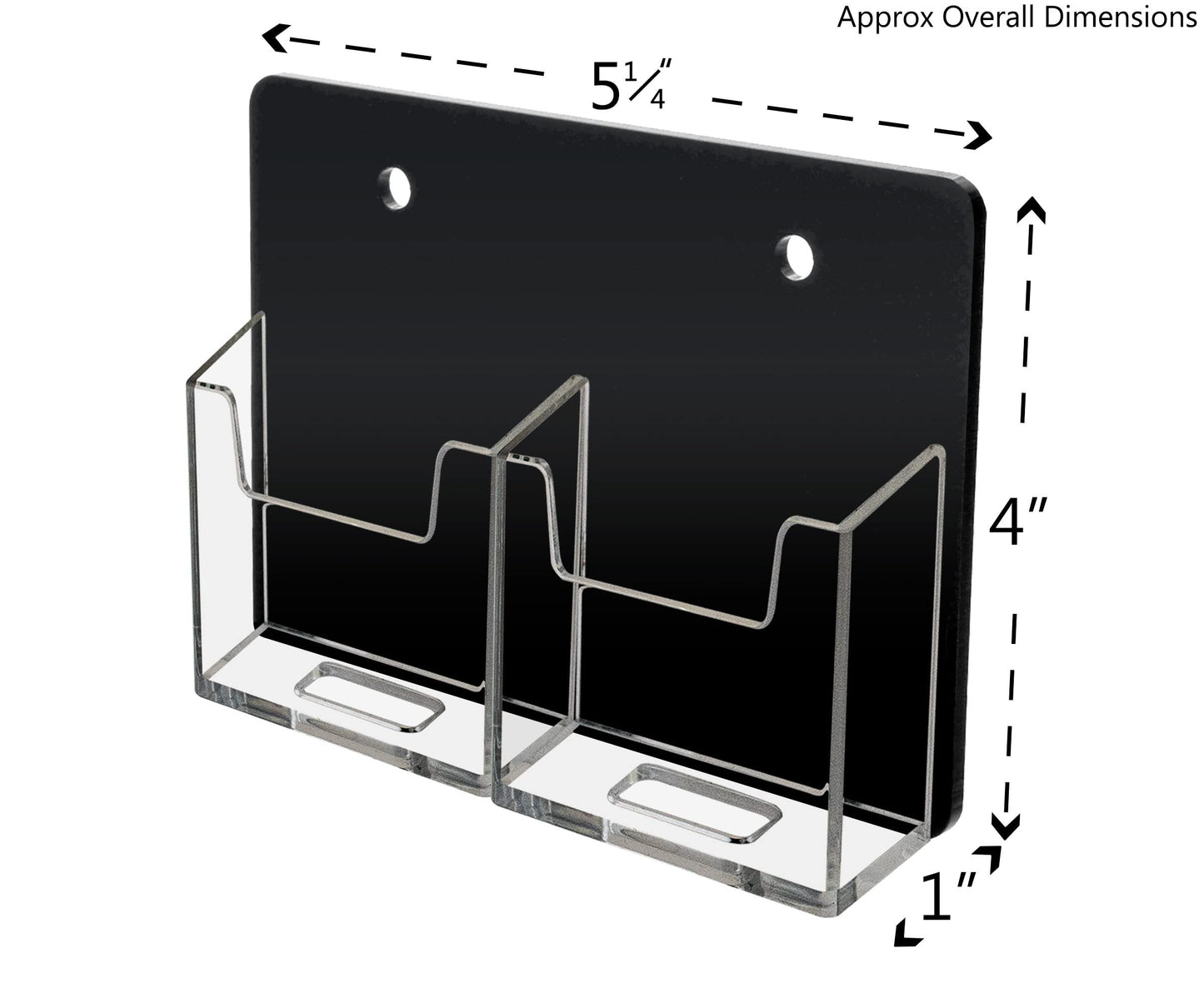 Marketing Holders Hanging Vertical Business Cards Holder with Hardware 2 Pocket for 2" x 3.5" Stickers Gift or Contact Info Cards Retail Rack Black Back Clear Pockets