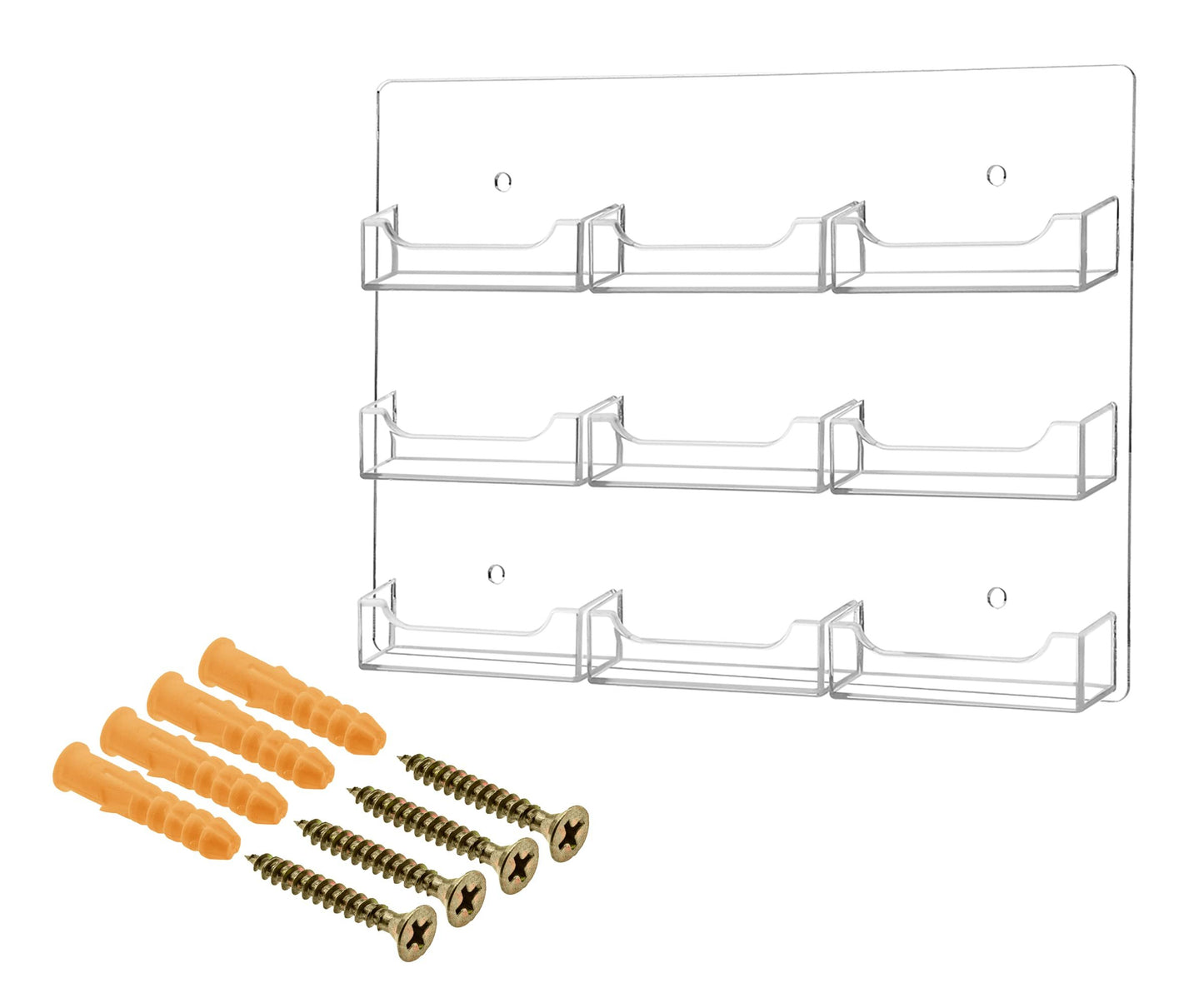 Marketing Holders Wall Business Card Holder with Hanging Hardware for 3.5" x 2" Gift Cards Clear Acrylic 8 Slot Display Holds 50 Contact or 30 Membership Cards No Assembly