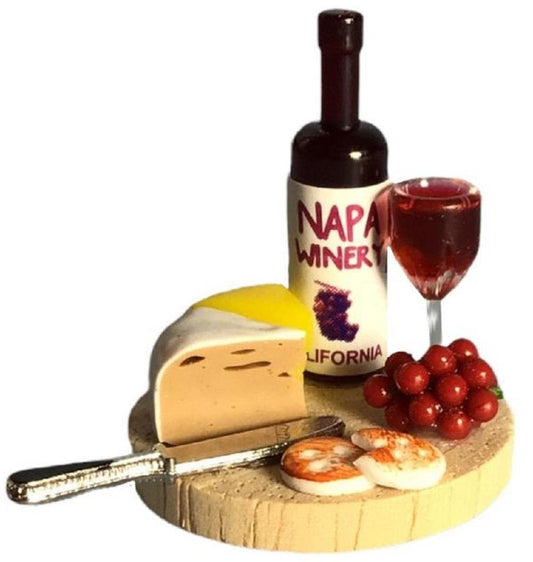 Melody Jane Dolls Houses Dollhouse Cheese & Wine Board Platter 1:12 Kitchen Dining Room Food Accessory