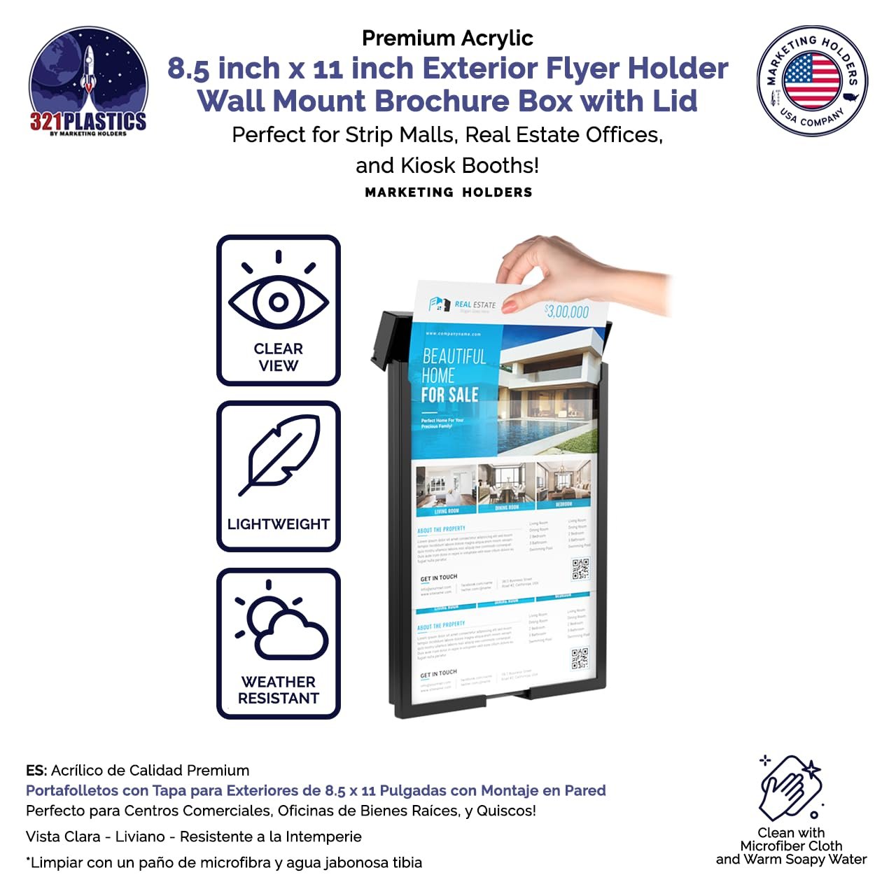 Marketing Holders Outdoor Brochure Holder Flyer Heavy Duty Box Material Display Restaurants Menus Pamphlets Brochures