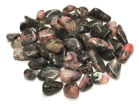Zentron Crystal Collection: Natural Tumbled Rhodonite with Velvet Bag (1 Pound)