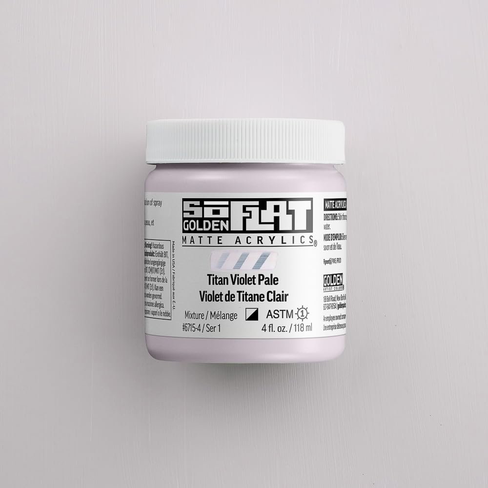SoFlat Matte Acrylics by GOLDEN, Titan Violet Pale, 2 fl. oz. Jar, Professional Acrylic Paint, Semi-Opaque