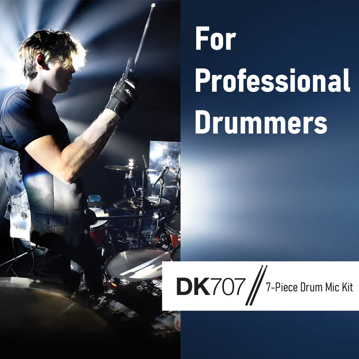 SAMSON DK707 7-Piece Drum Microphone Kit with 7 Premium XLR Mic Cables, XLR-M to -F - Recording Accessory Bundle