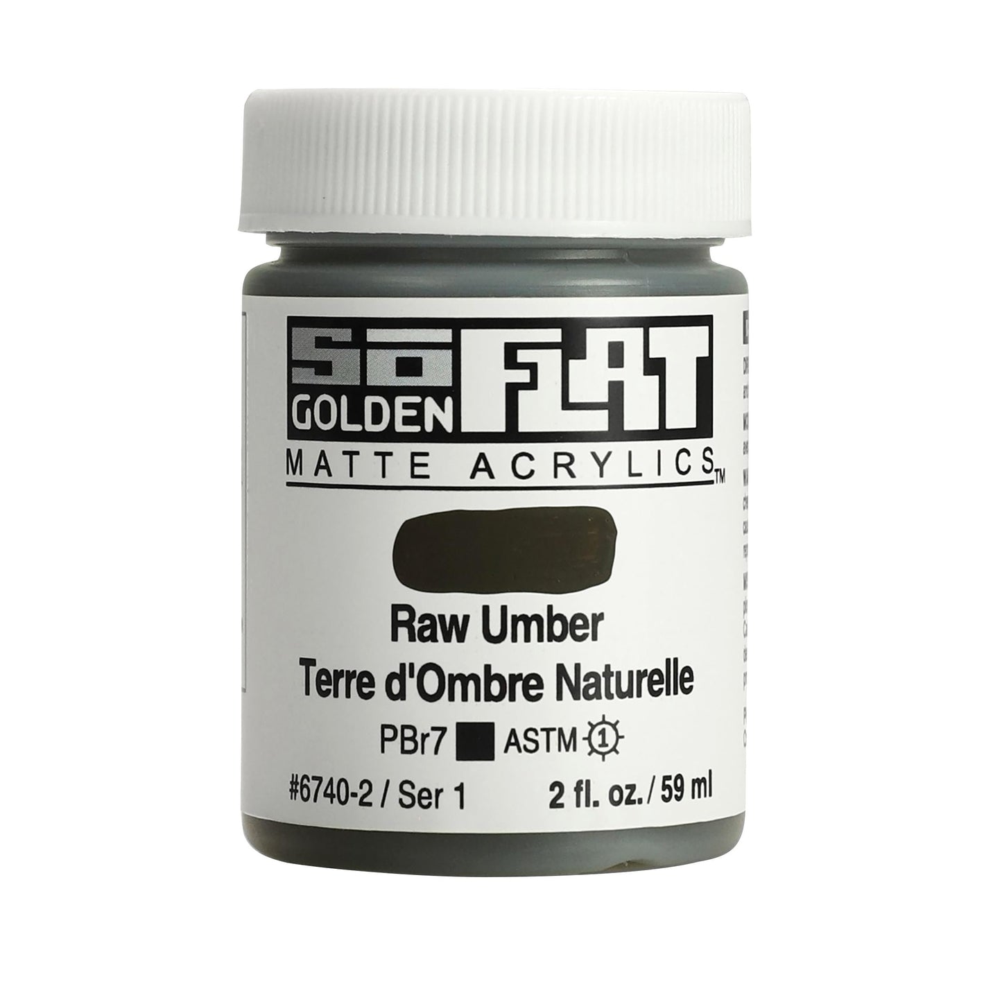 SoFlat Matte Acrylics by GOLDEN, Raw Umber, 2 fl. oz. Jar, Professional Acrylic Paint, Opaque