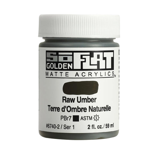 SoFlat Matte Acrylics by GOLDEN, Raw Umber, 2 fl. oz. Jar, Professional Acrylic Paint, Opaque
