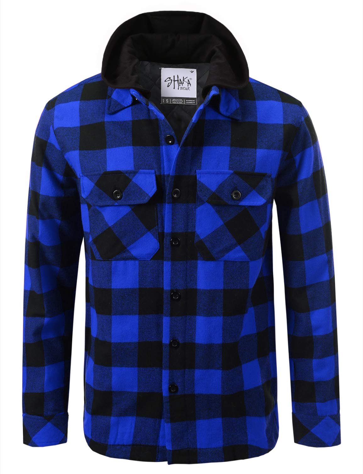 Shaka Wear Men's Plaid Shirts – Flannel Long Sleeve Casual Button Up Fleece Soft Quilted Lined Jacket Regular and Big Size