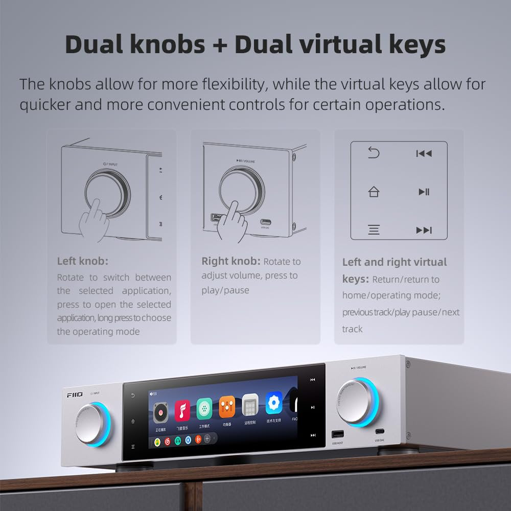 FiiO S15 Streamer Network Player Music Service, Android 12 Snapdragon 660, AKM DAC AK4191+AK4499EX, 7.84-inch Screen, HDMI/ARC DAC
