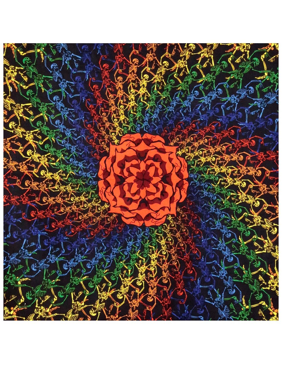 Sunshine Joy 3D Rainbow Skeletons Spiral Tapestry Tablecloth Wall Art Beach Sheet Huge 60x90 Inches - Amazing 3D Effects