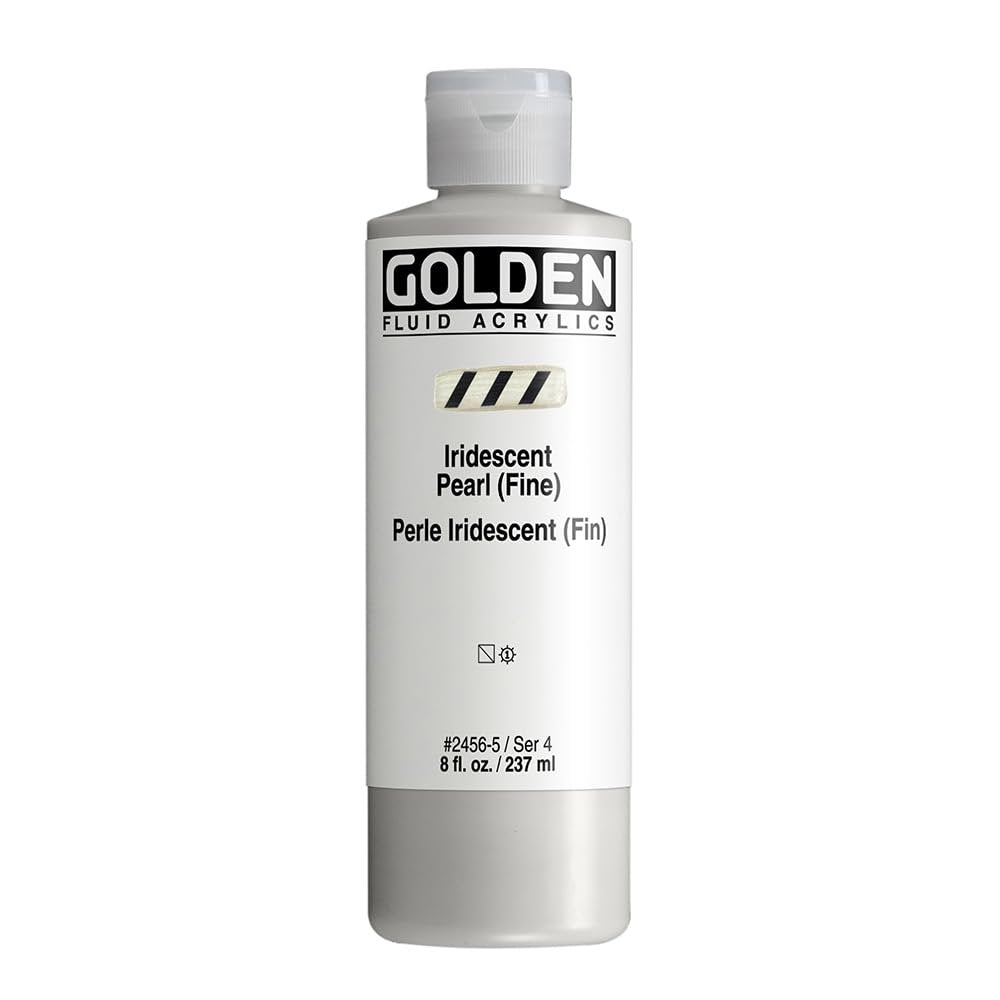 Golden Fluid Iridescent Acrylics - Iridescent Pearl Fine - 8 oz Bottle