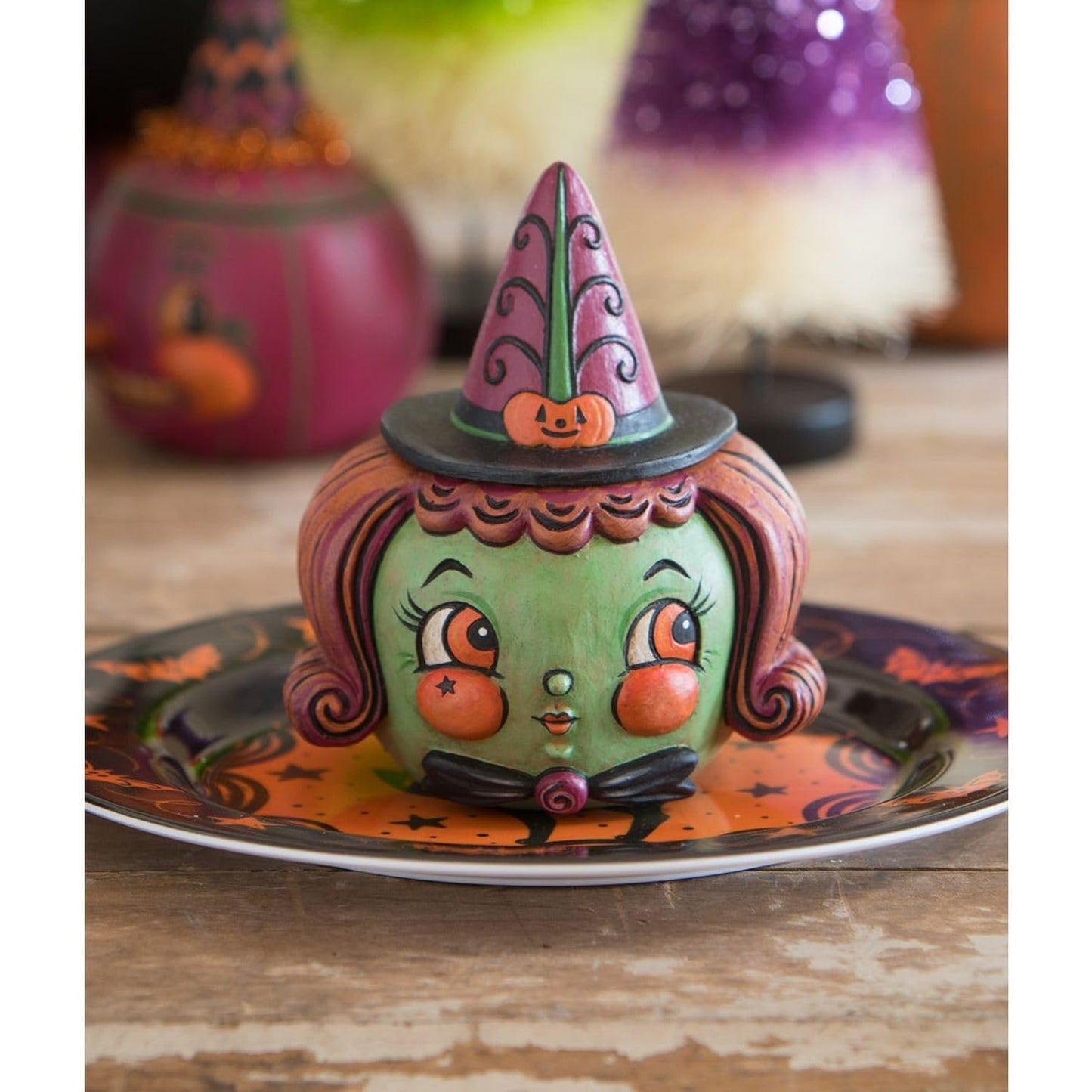 Bethany Lowe Hagatha Witch Hollow Head Container, Resin, Multicolor