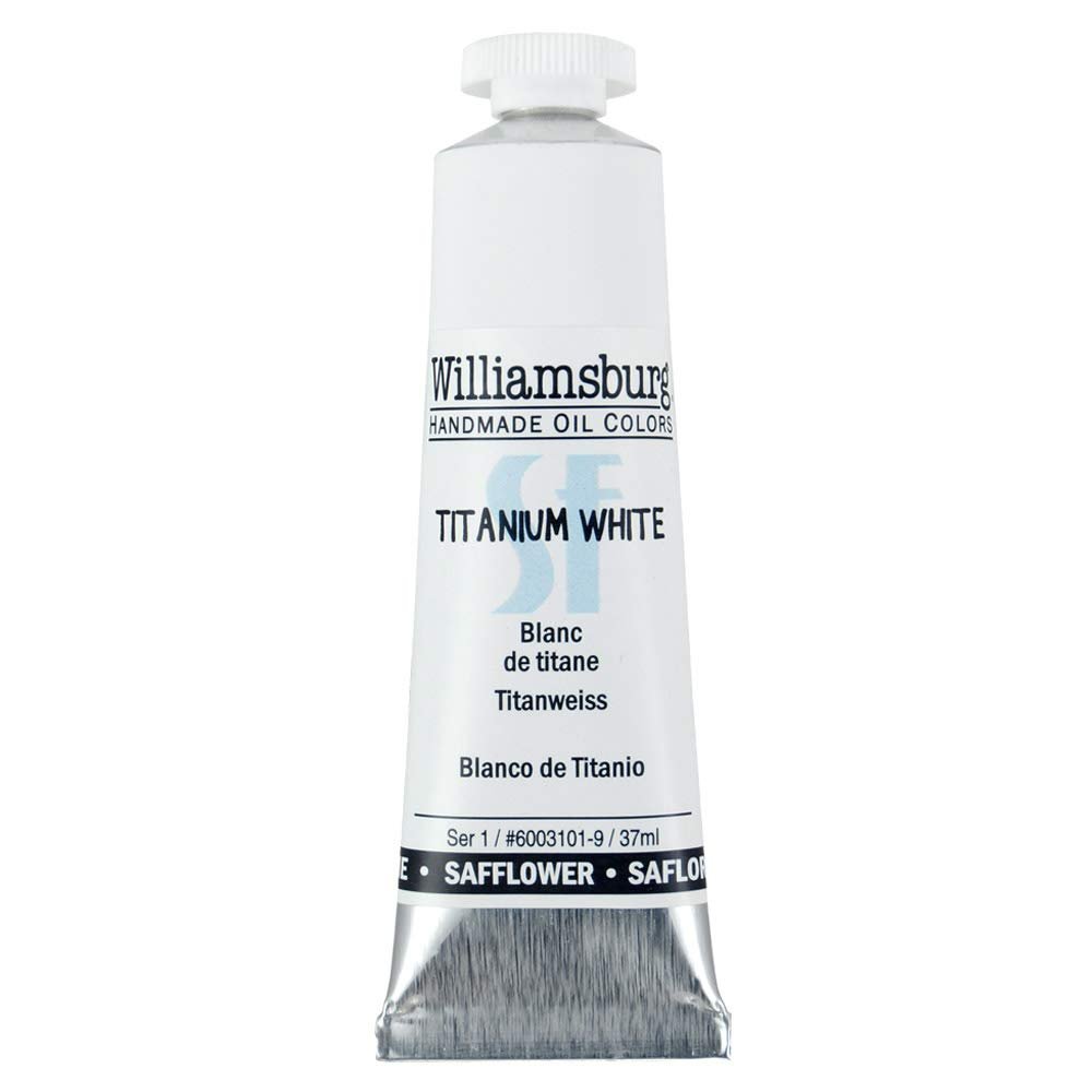 Williamsburg Oil Paint, Safflower Oil Based for Less Yellowing, Titanium White, 37 ml Tube