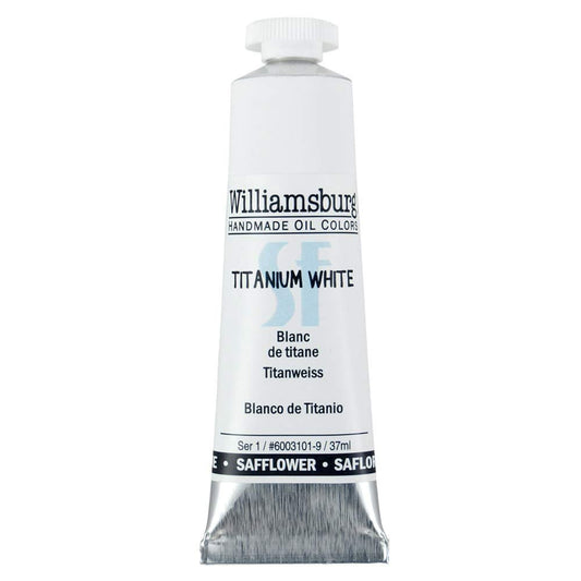 Williamsburg Oil Paint, Safflower Oil Based for Less Yellowing, Titanium White, 37 ml Tube