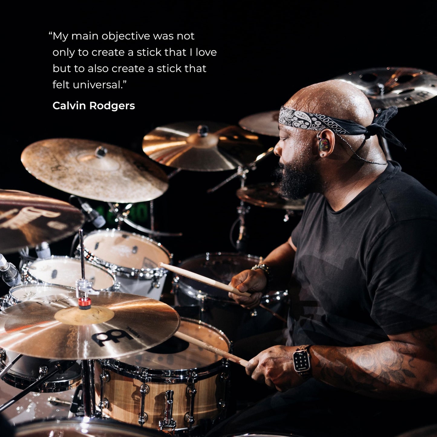 Meinl Stick & Brush Drumsticks, Calvin Rodgers Signature — American Hickory with Round Shape Wood Tip — Made in Germany (SB601)